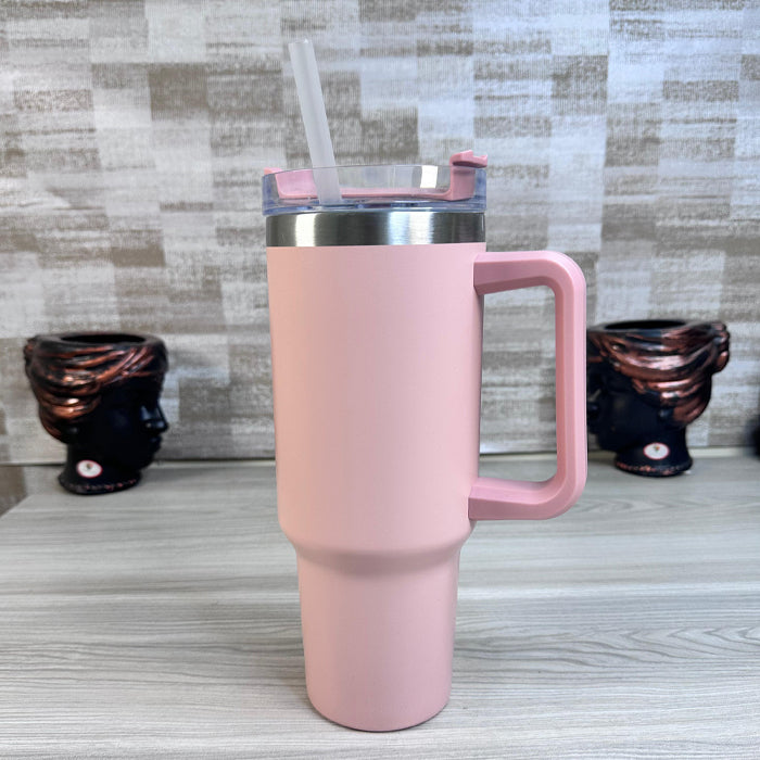 Personalized Pink 1200ML Stainless Steel Tumbler with Lid & Straw – Vacuum Insulated Flask for Water, Coffee & Iced Tea – Perfect for Travel, Office & Gym