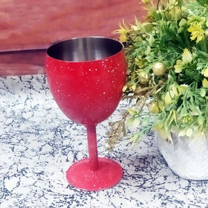 Customizable Red Metal Wine Glass Set (Pack of 2) | Personalized & Elegant