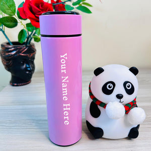 Personalized Pink Stainless Steel Sports Bottle | LED Temperature Display | Double-Wall Vacuum Insulated | 500ml | 24H Hot & Cold