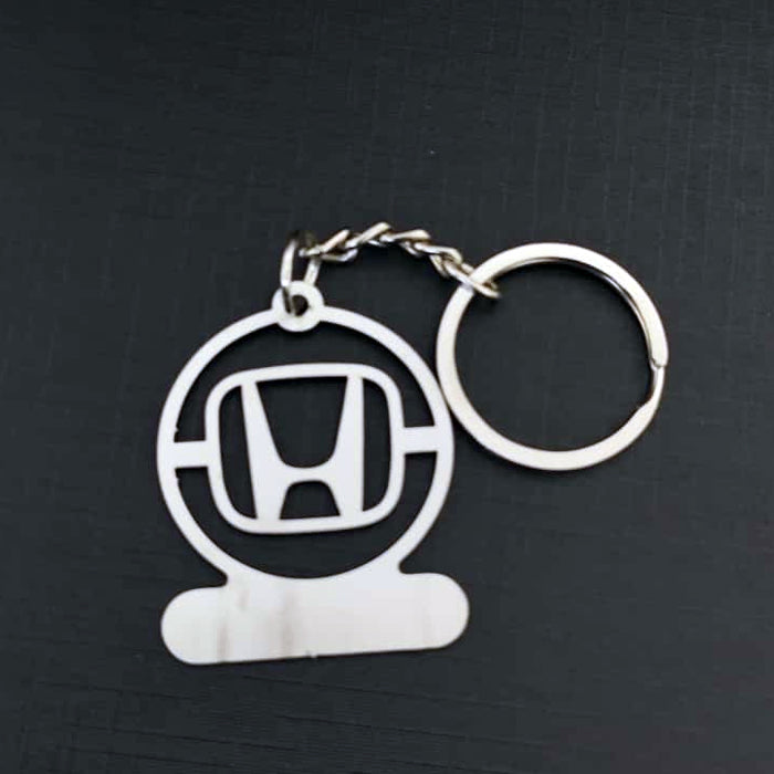 Name Engravable Metal Silver Keyring – HONDA Logo