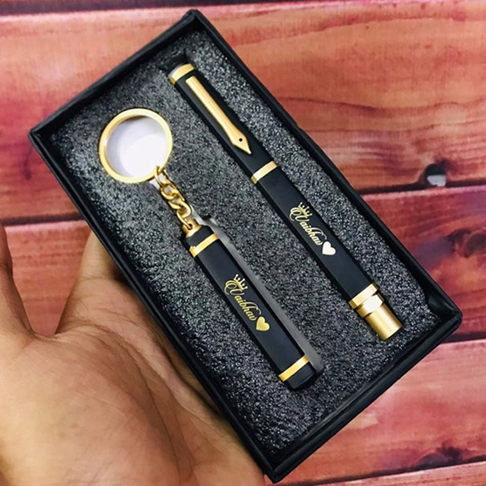 Write on the Go in Style: Personalized Alexus Pen & Keyring Set