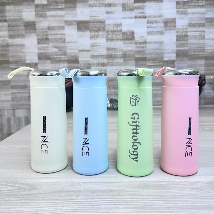 Nice 400ml BPA-Free Water Bottle with Glass Inner Liner & Plastic Outer Shell – Portable, Multicolor Bottle for School, Gym, Home & Office – Unisex Handheld Design (Pack Of 4 Pcs)