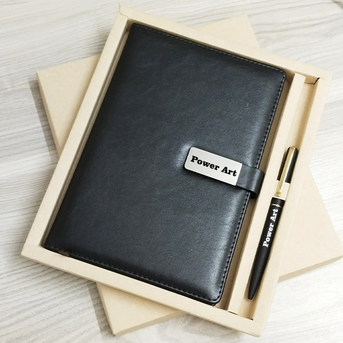 Personalized Name and Logo Black Diary Pen 2in1 Set M1046