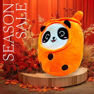 Panda Face Milk Tea Plushie Toy - Soft Stuffed Toy with Cartoon Expression for Kids & Home Decoration