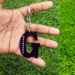 Name in Lights: Personalized Name Engraved Alphabet Black Acrylic Keyrings - Unlock Your Lettered Style