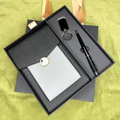 Personalized Corporate Gift Executive 3-in-1 Premium Suede Diary Set with Mobile Pouch & Pen & Keyring | Custom Name Office Gift for Employees, Clients & Professionals – SR353