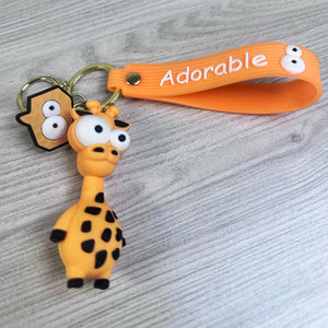 Cute Adorable Giraffe Silicone Keychain with Long Strap & Hook – Perfect for Boys & Girls