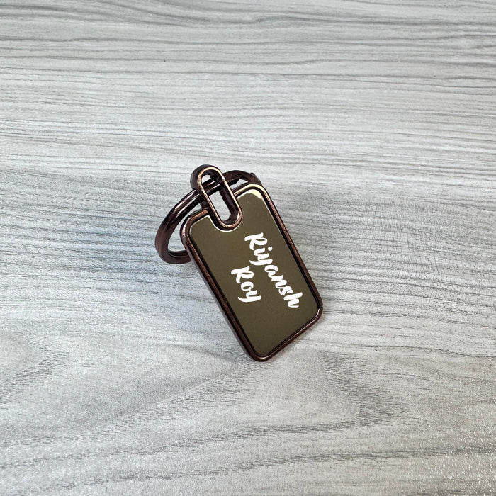 Personalized Double-Sided Metal Rectangle Keychain – M544