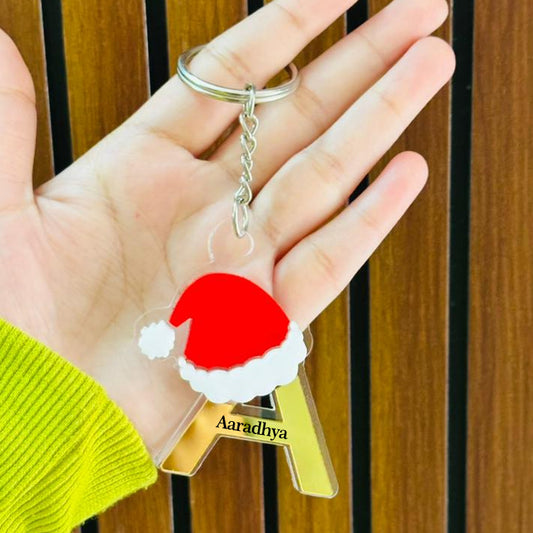 Personalized Merry Christmas Acrylic Letter Keychain – Custom Name Initial A to Z Gift