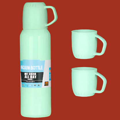 Personalized Vacuum Insulated Thermal Flask Set – Leakproof Coffee & Water Bottles with Cups for Hot & Cold Drinks | Reusable Travel, Camping & Hiking Gift (3 Cup Set)