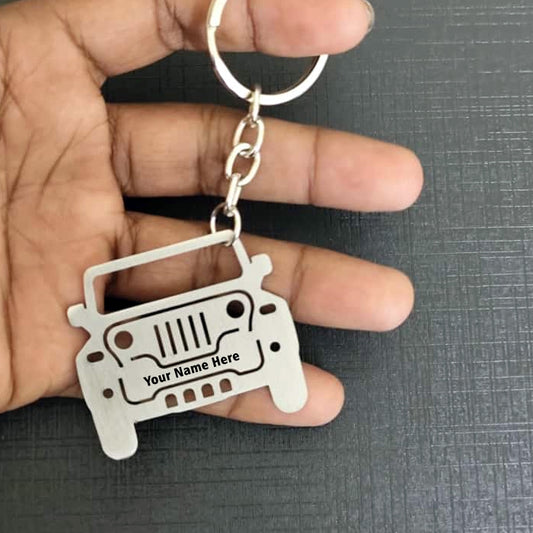 Name Engravable Metal Silver Keyring – THAR Logo