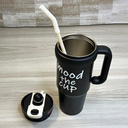 Custom Engraved 900ml Stainless Steel Tumbler with Handle – Double Wall Insulated Cup with Straw for Home, Gym & Office - M001