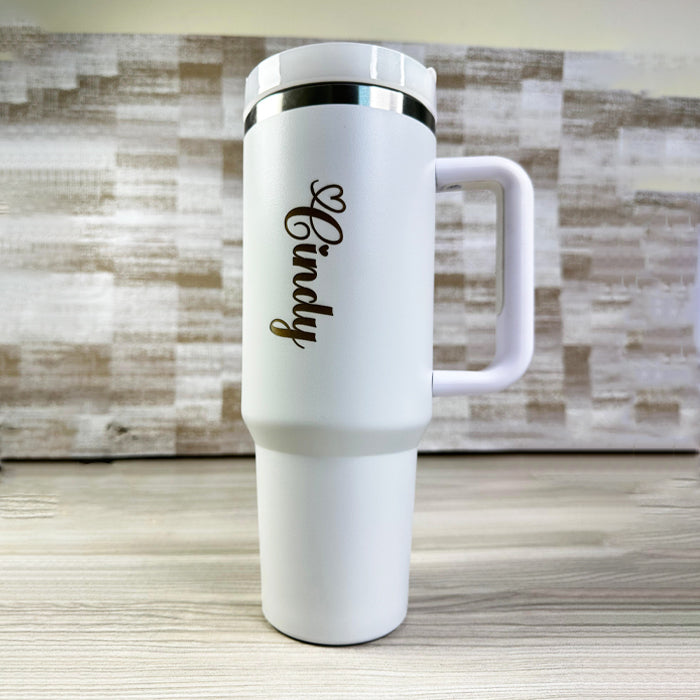 Custom Engraved 1200ML Tumbler with Handle & Straw – Vacuum Insulated Stainless Steel Travel Mug for Coffee, Tea & Gym Use