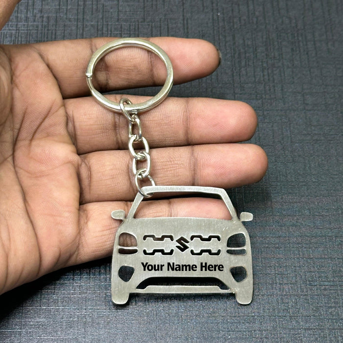 Name Engravable Metal Silver Keyring – SUZUKI Car Logo