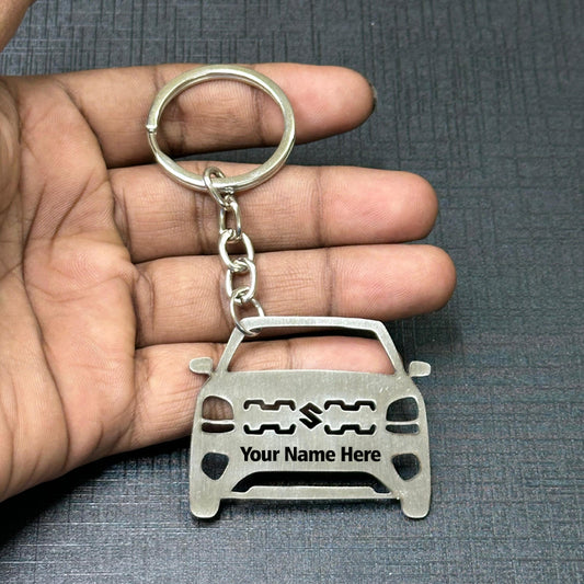 Name Engravable Metal Silver Keyring – SUZUKI Car Logo