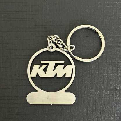 Name Engravable Metal Silver Keyring – KTM Logo