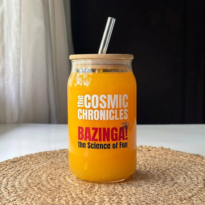 Customizable Sipper Can Tumbler Glass Cup with Bamboo Lids and Straws - 350ml, Drinking Glass Tumbler Cup for Iced Coffee, Beer, Soda, Juice, Smoothies & Cold Beverages