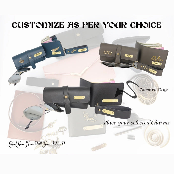 Men’s 3-in-1 Gift Set – Wallet, Goggles Cover & Keyring - Personalized with Name & Charm