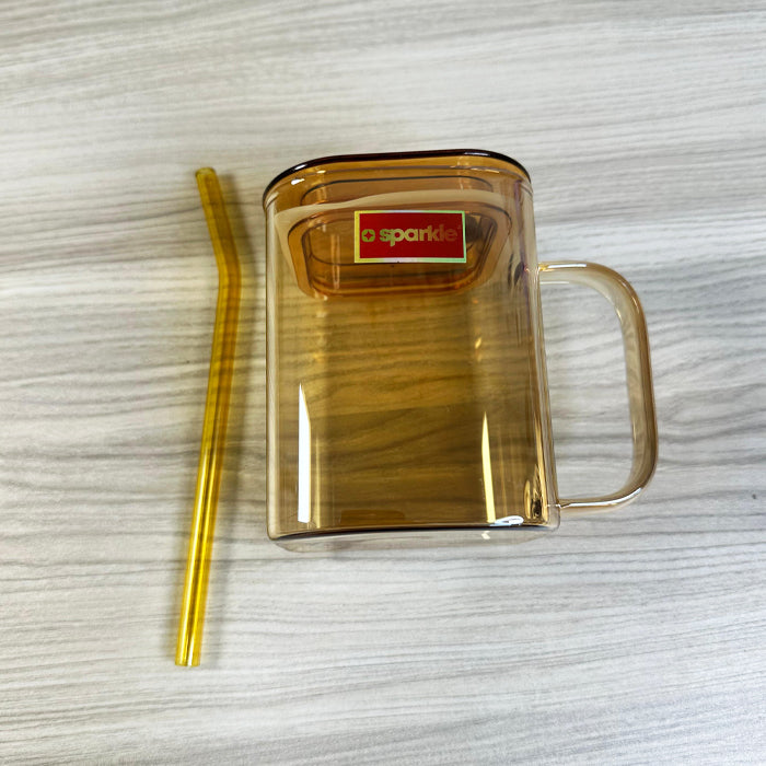 ✨ Transparent Glass Tumbler with Straw – 500ml Sparkle Sip Cup 🥤🌟
