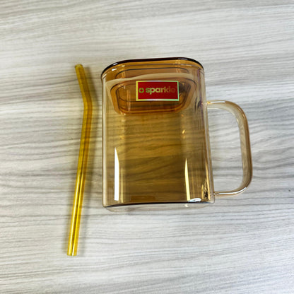 ✨ Transparent Glass Tumbler with Straw – 500ml Sparkle Sip Cup 🥤🌟
