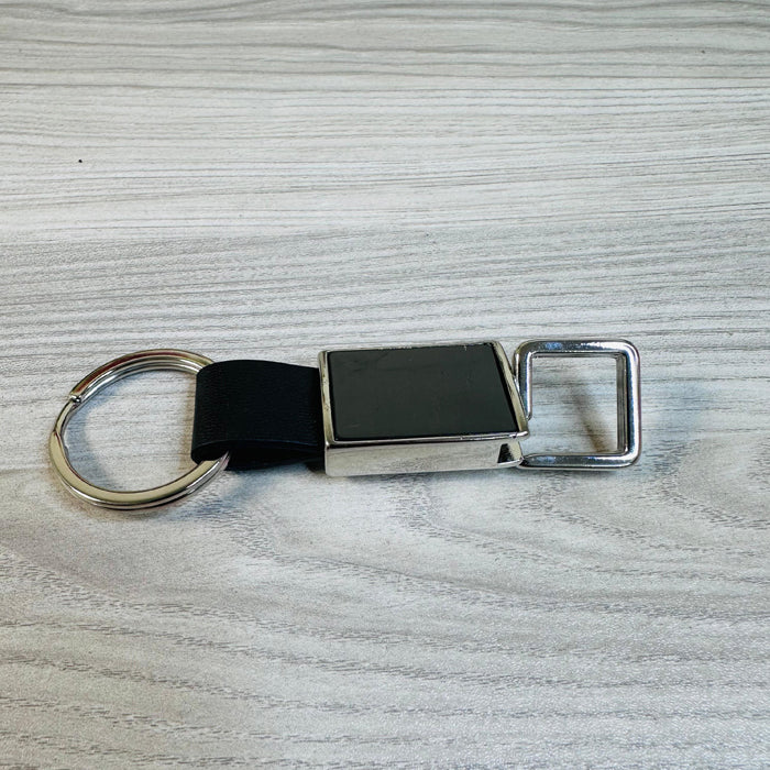 Personalized Pull-Out Rectangle Metal PU Keychain - J131