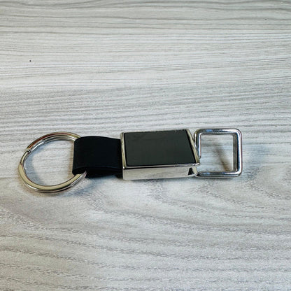 Personalized Pull-Out Rectangle Metal PU Keychain - J131