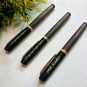 Personalized Name Engraved Magnetic Cap Rose Gold Mesh Pen