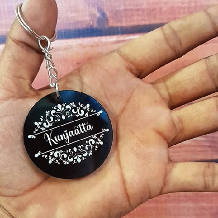 Double the Fun:2 Side Engravable 4mm Round Acrylic Keyring in Black - Unlock Your Personalized Masterpiece