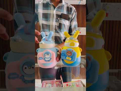 Personalized 550ml Rabbit Kids Water Bottle with Sipper – Cute Cartoon Anti-Leak Design (LK22204)