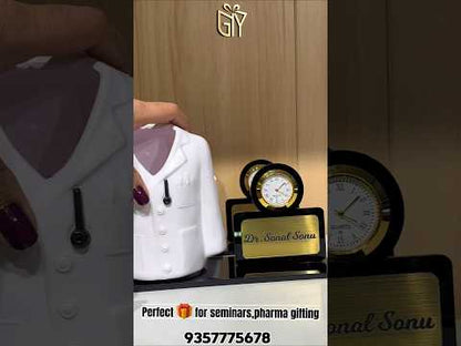 Name Personalized Doctor Shape Pen Stand With Clock, For Office