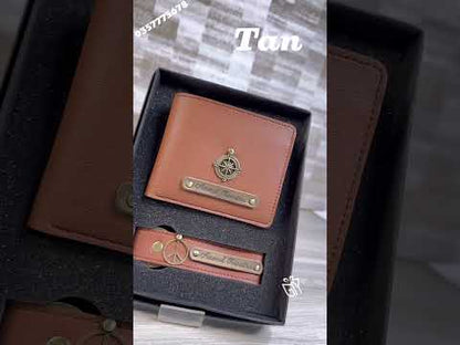 Men’s Wallet & Keyring 2-in-1 Gift Set – Personalized with Name & Charm