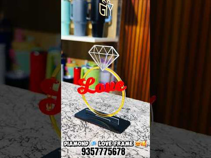 Personalized Diamond Love Acrylic Showpiece with Couple Name & Date – Romantic Home & Table Decor (8.5x11.5x3.5cm)