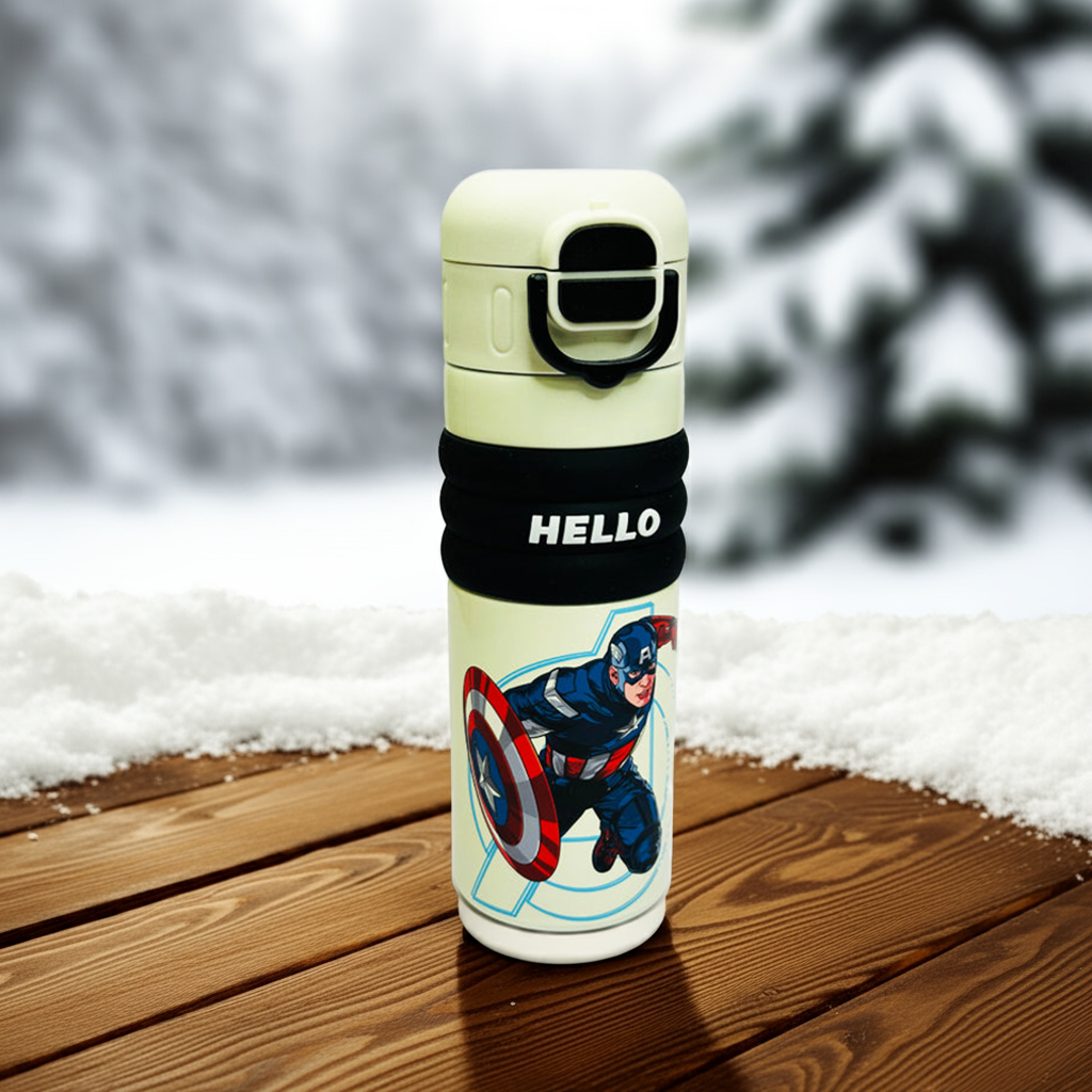 Personalized 520ml Double Wall Stainless Steel Bottle – Sipper & Open Mouth Design