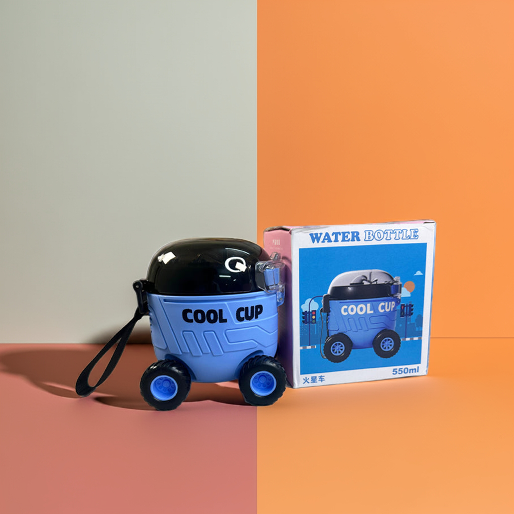 🚗 Cool Cup Car Water Bottle – 550ml with Straw for Kids 🧃