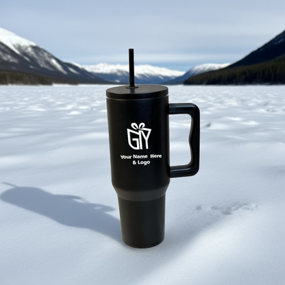 Custom Engraved 1200ML Stainless Steel Tumbler – Double Wall Insulated Bottle with Lid & Straw for Coffee, Water & More